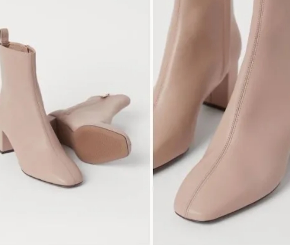 H&M PREMIUM SELECTION BEIGE/CREAM COLORED LEATHER ANKLE BOOTS - Picture 6 of 15